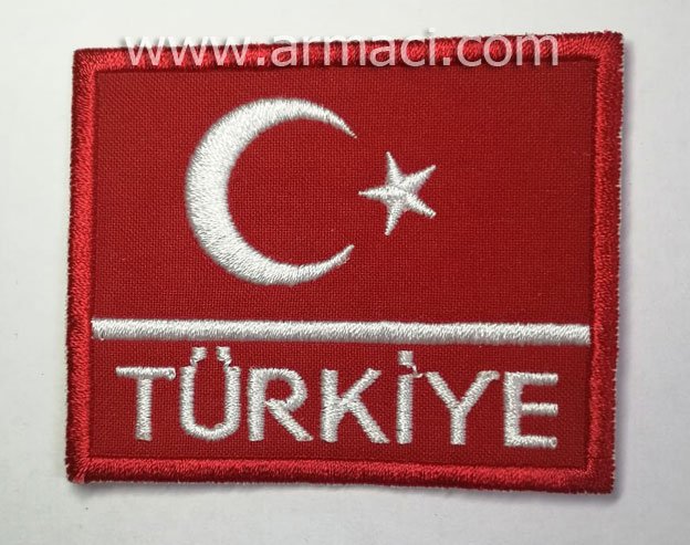 türkiye yazılı Türk Bayrağı bayrak logo nakış arma peç brove yama etiket flag