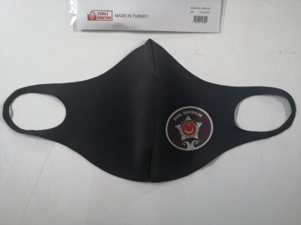 yeni logolu siyah özel güvenlik maskesi