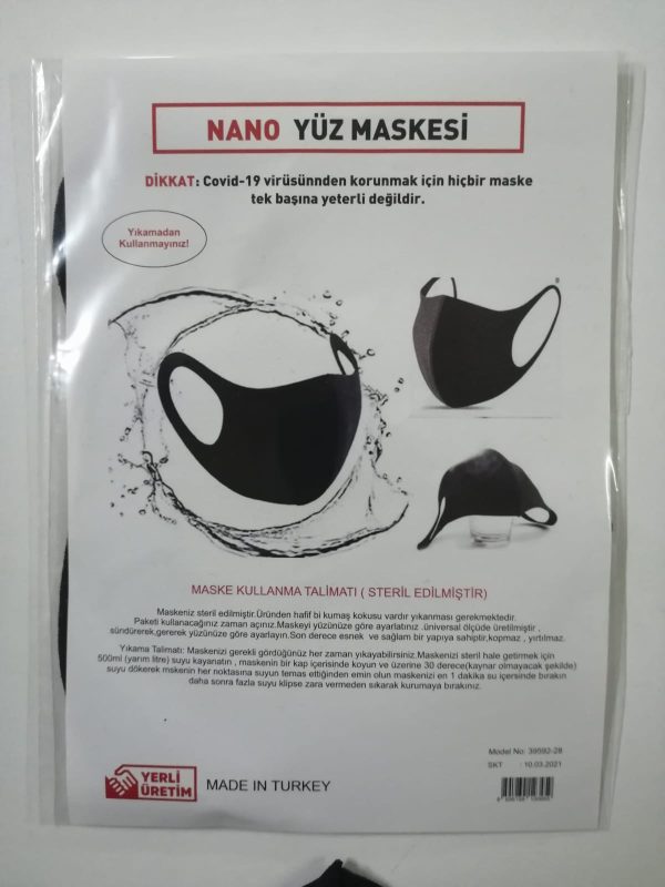 yıkanabilir özel güvenlik maskesi nano